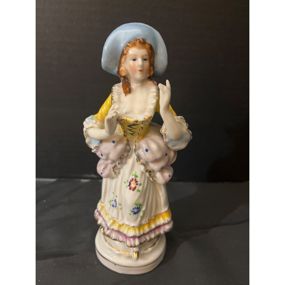 Vintage Hand Painted Porcelain Victorian Lady Figurine Delicate by Fern  Japan